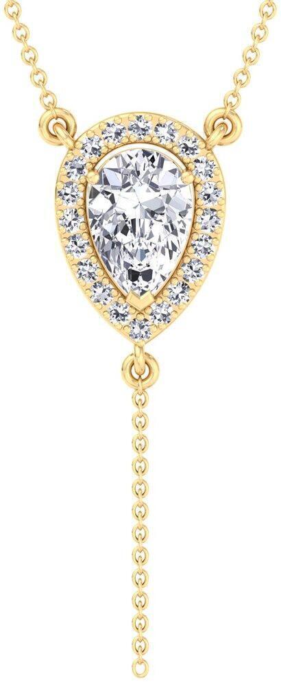 gemjewelers 3ctpearshapehalodiamondlariatnecklace gold