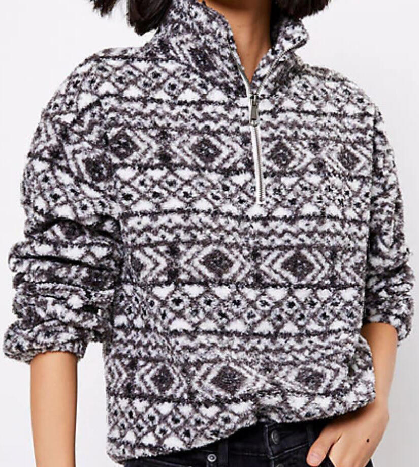 Fair Isle Sweatshirt (White Black Sherpa) | style