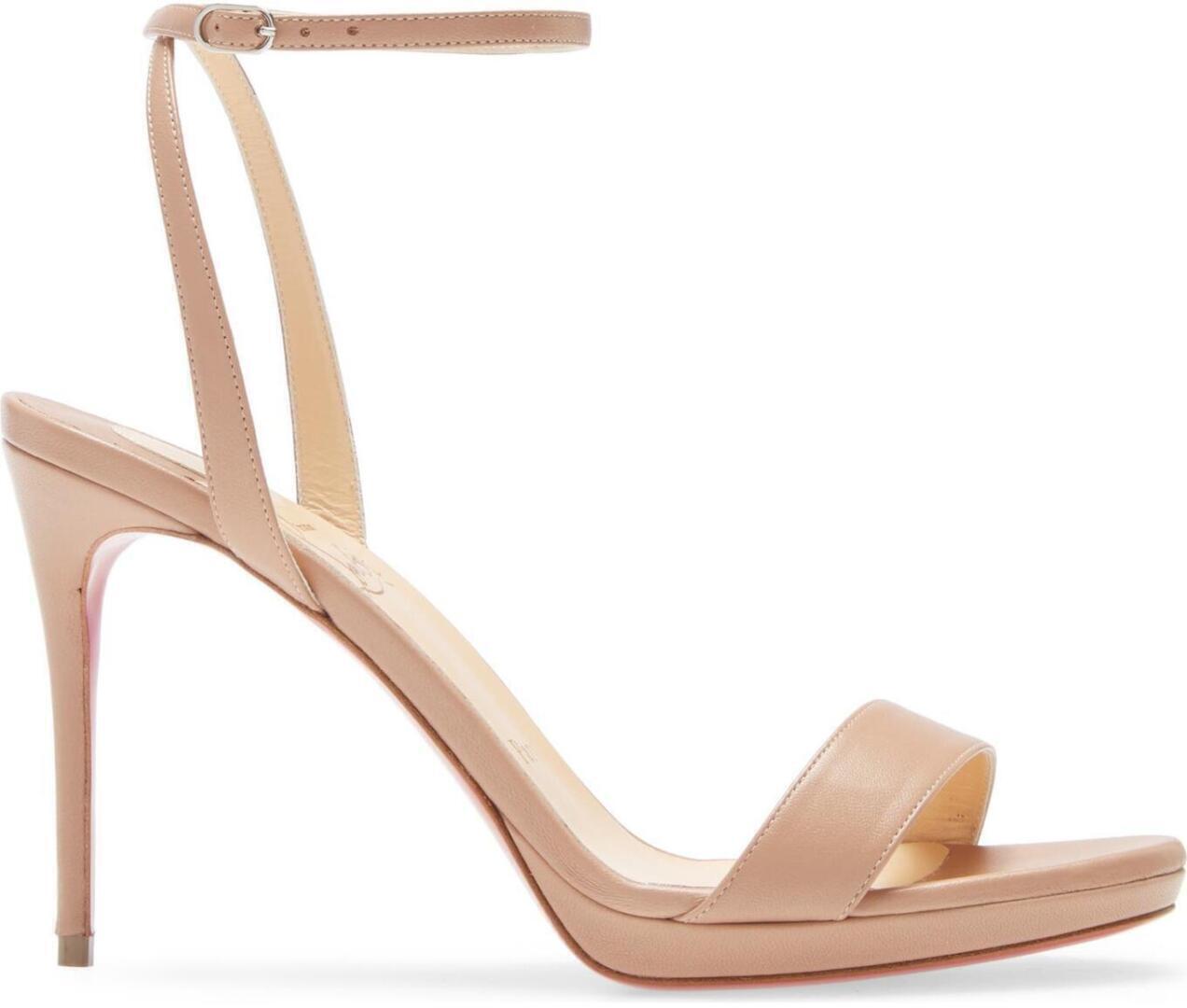Loubi Queen Ankle Strap Heel Sandals (Nude Nappa) | style