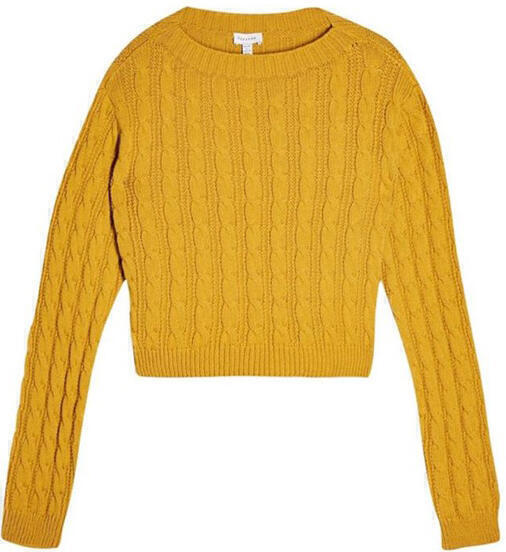 topshop minicableknitcropsweater yellow