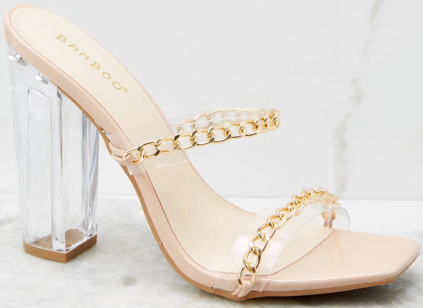 Fashion Edge Heel Sandals (Nude/ Clear) | style