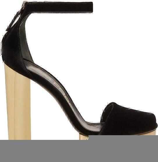 Platform Sandals (Black Velvet/ Gold) | style