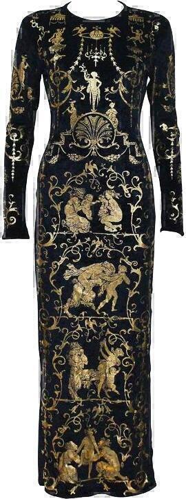 Portrait Midi Dress (Black/ Gold Velvet) | style