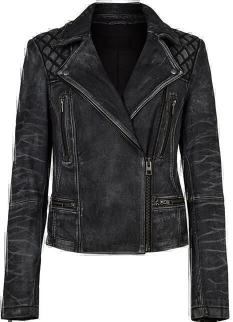 Cargo Leather Biker Jacket (Black/Grey) | style