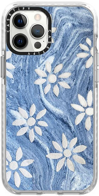 casetify marbledaisiesbyivyweinglass blue white