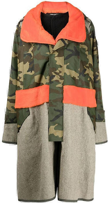Camouflage Panel Coat (Orange/ Green) | style