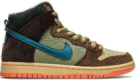 x Concepts SB Dunk High Sneakers (Brown/ Blue/ Orange) | style