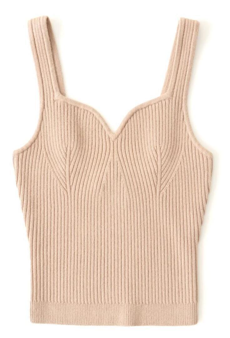 Contour Sweetheart Ribbed Knit Tank (Light Brown) | style