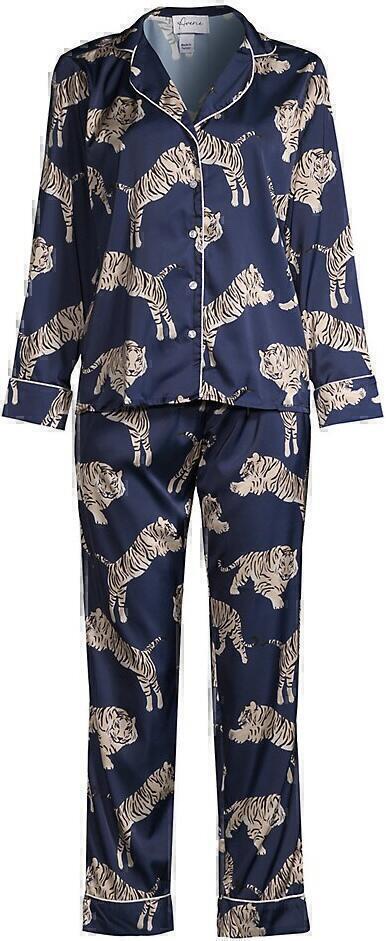 Gwen Pajama Set (Navy Blue Tiger) | style