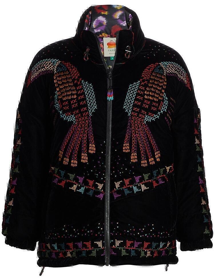 Embroidered Reversible Puffer Jacket (Black) | style