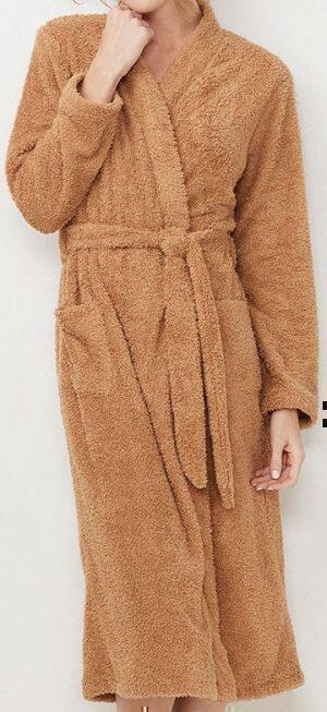 Cozy Fleece Long Wrap Robe (Tan) | style