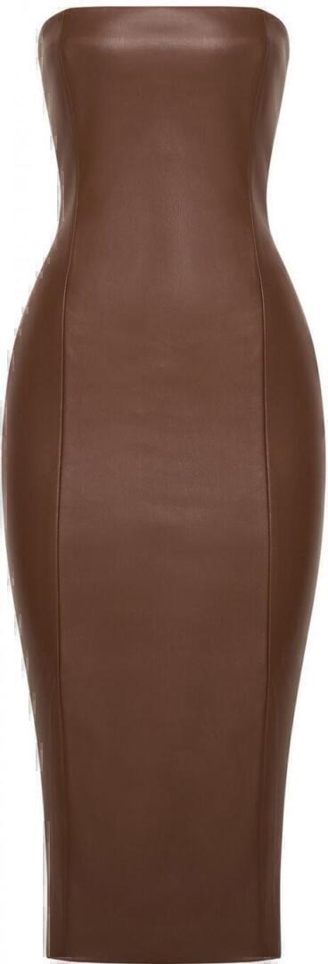 Pamela Faux Leather Dress (Chocolate) | style