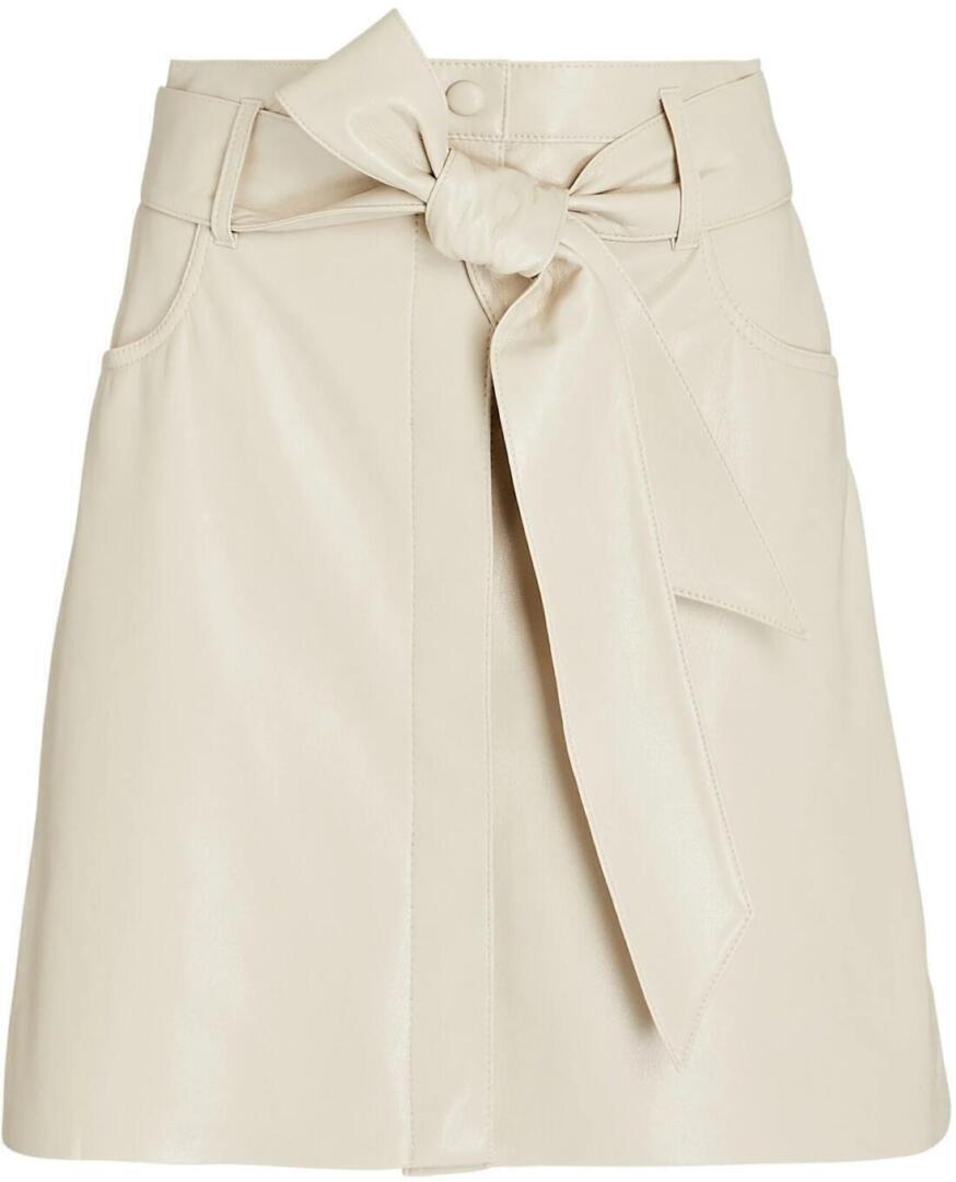 Meda Vegan Leather Mini Skirt (Ivory) | style