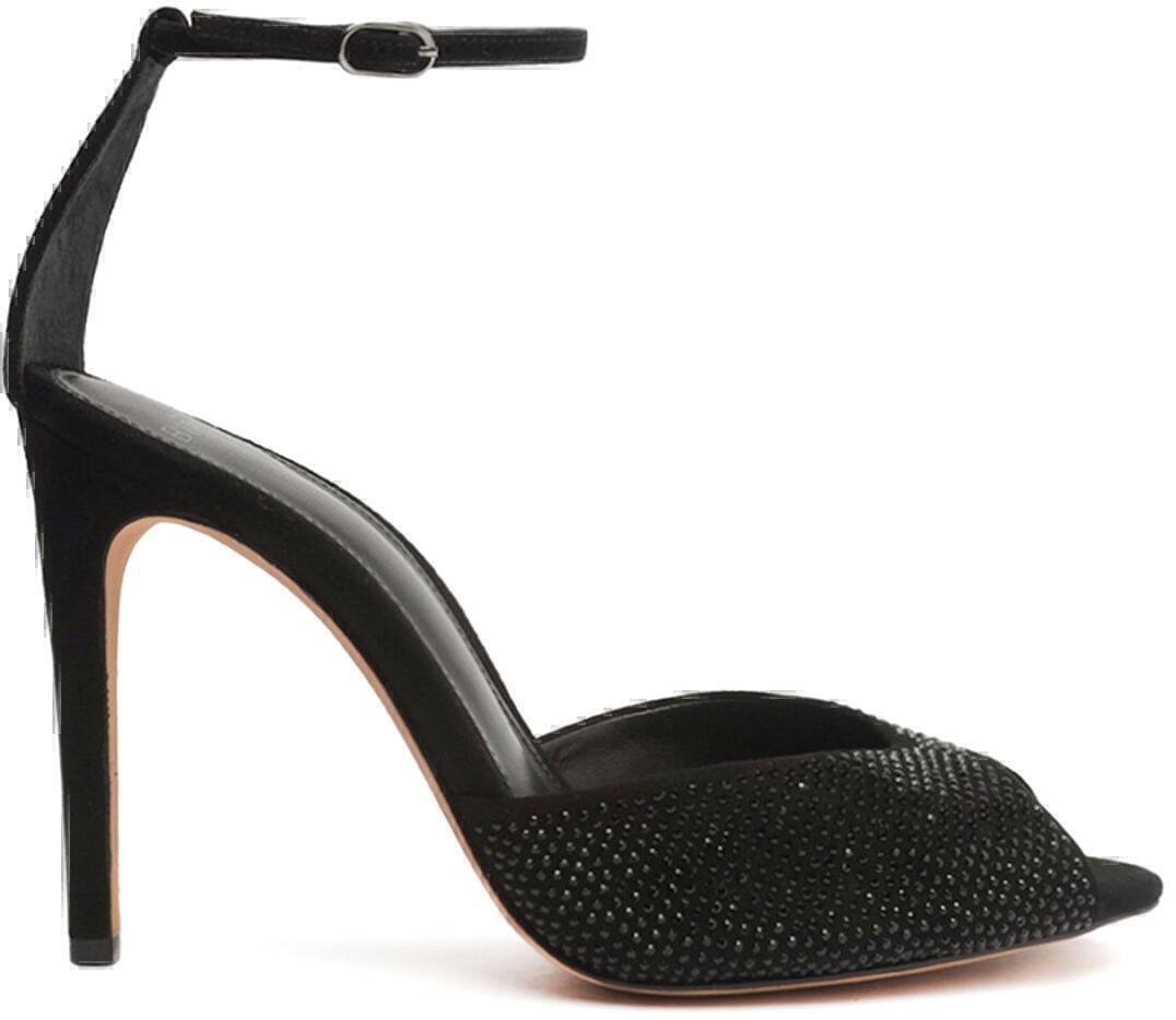 Jenny Suede Heel Sandals (Black) | style