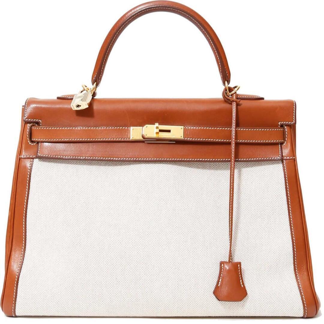 Kelly Bag (Brown Leather/ Canvas, 2001) | style