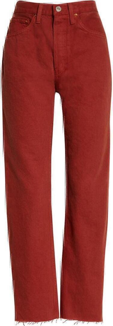 redone stovepipestraightjeans washedbrick red