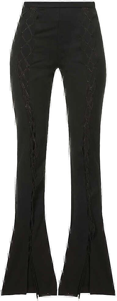 Lace-up Flared Pants (Black) | style