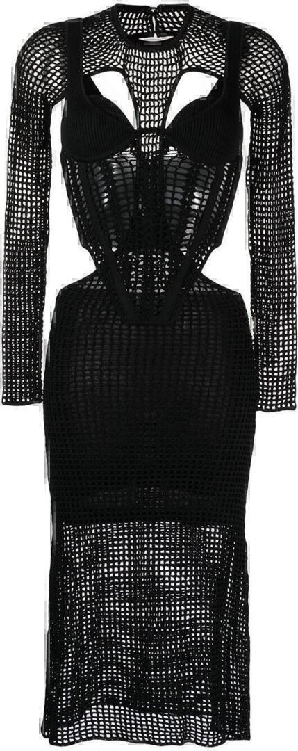 Crochet Midi Dress (Black) | style