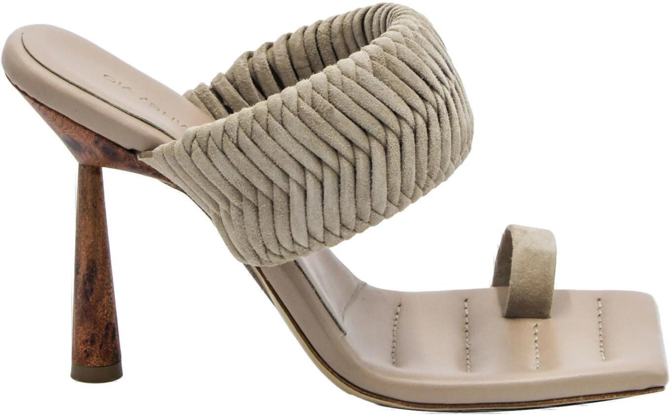 X RHW Suede Heel Sandals (Beige) | style