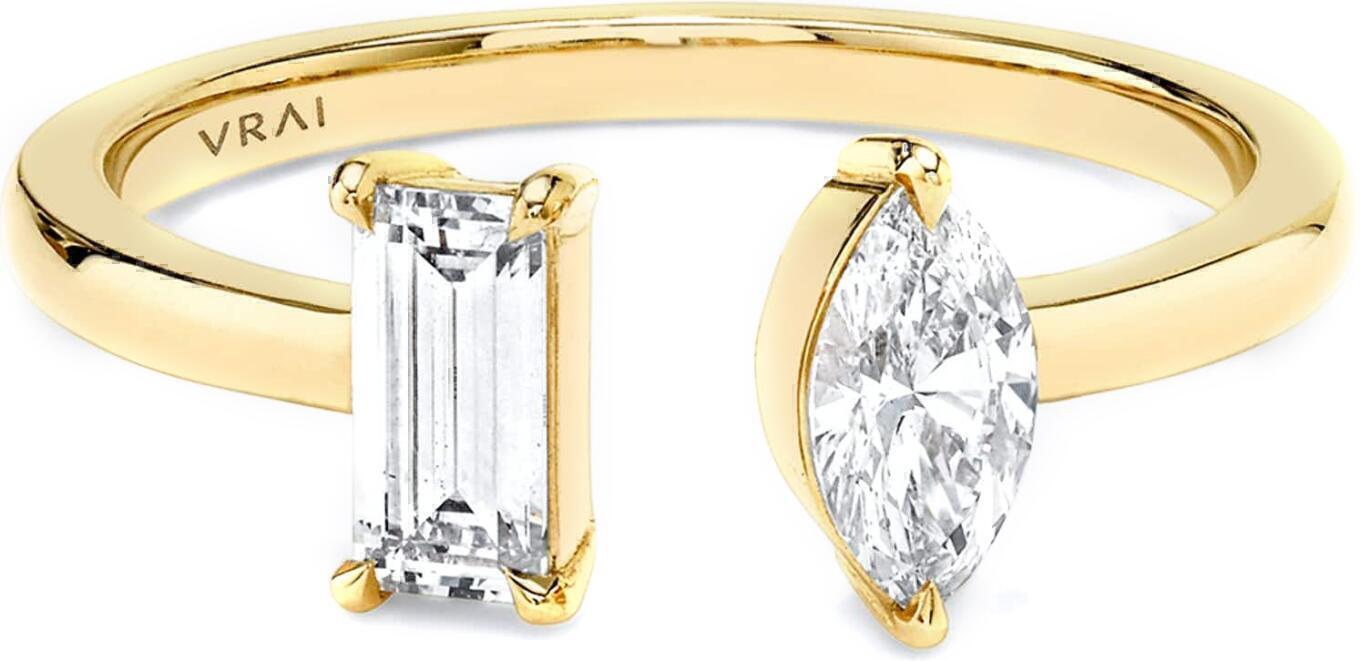 Mixed Cuff Baguette Marquise Ring (Yellow Gold) | style