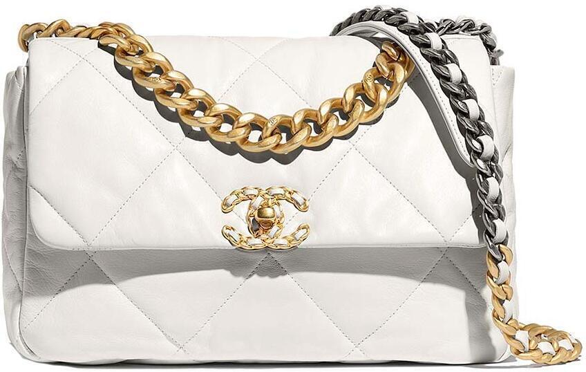 chanel largequiltedbag white gold silver