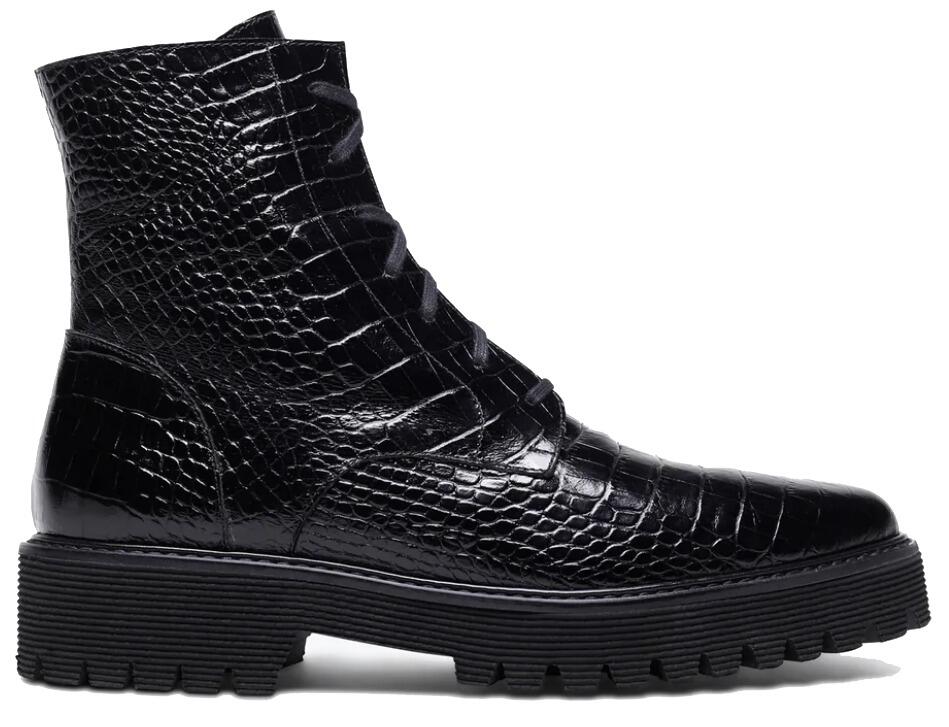 Emi Boots (Black Croc Embossed) | style