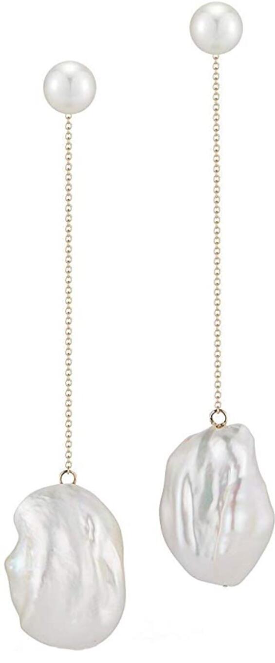 Duality Pearl Danglers (Yellow Gold) | style