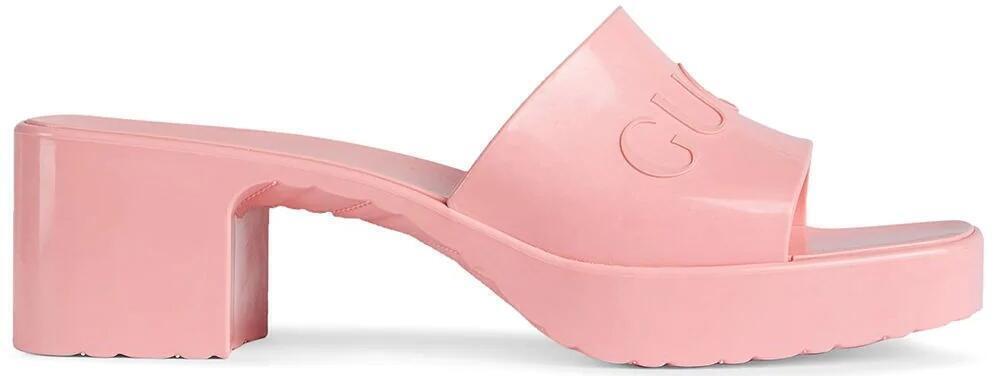 gucci mules pastel pink rubber
