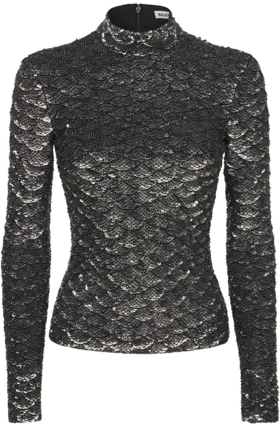 balenciaga sweater silver metallic sequin
