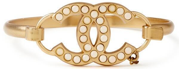 chanel vintagecccuff gold crystal