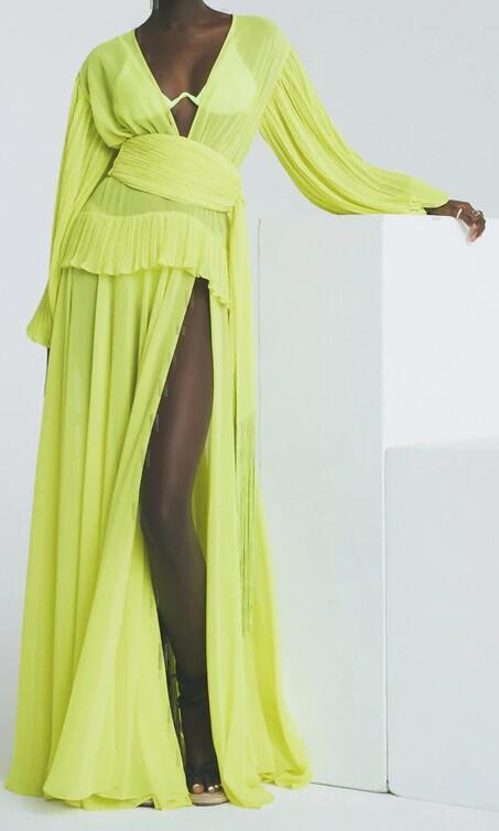 Hibo Maxi Dress (Lime Green) | style