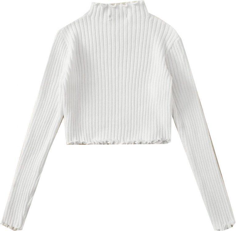 Lettuce Trim Sweater (White) | style