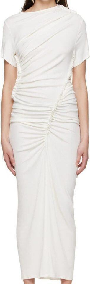Viscose Midi Dress (White) | style