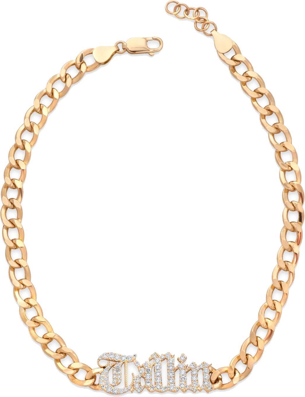 nicolerosejewelry gothicletterchokernecklace gold diamond