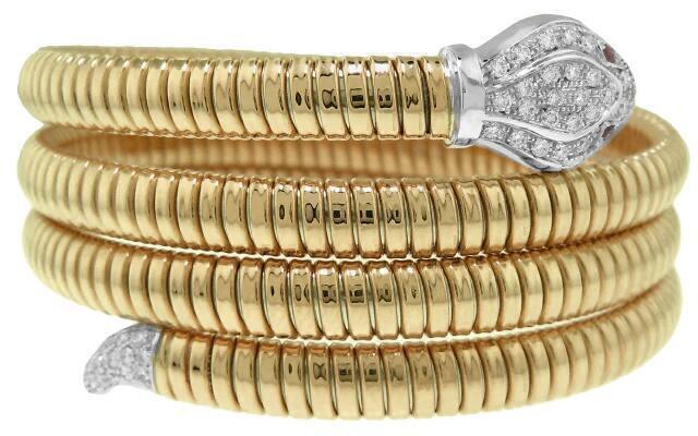 nicolerosejewelry snakewrapbracelet yellow gold diamond ruby