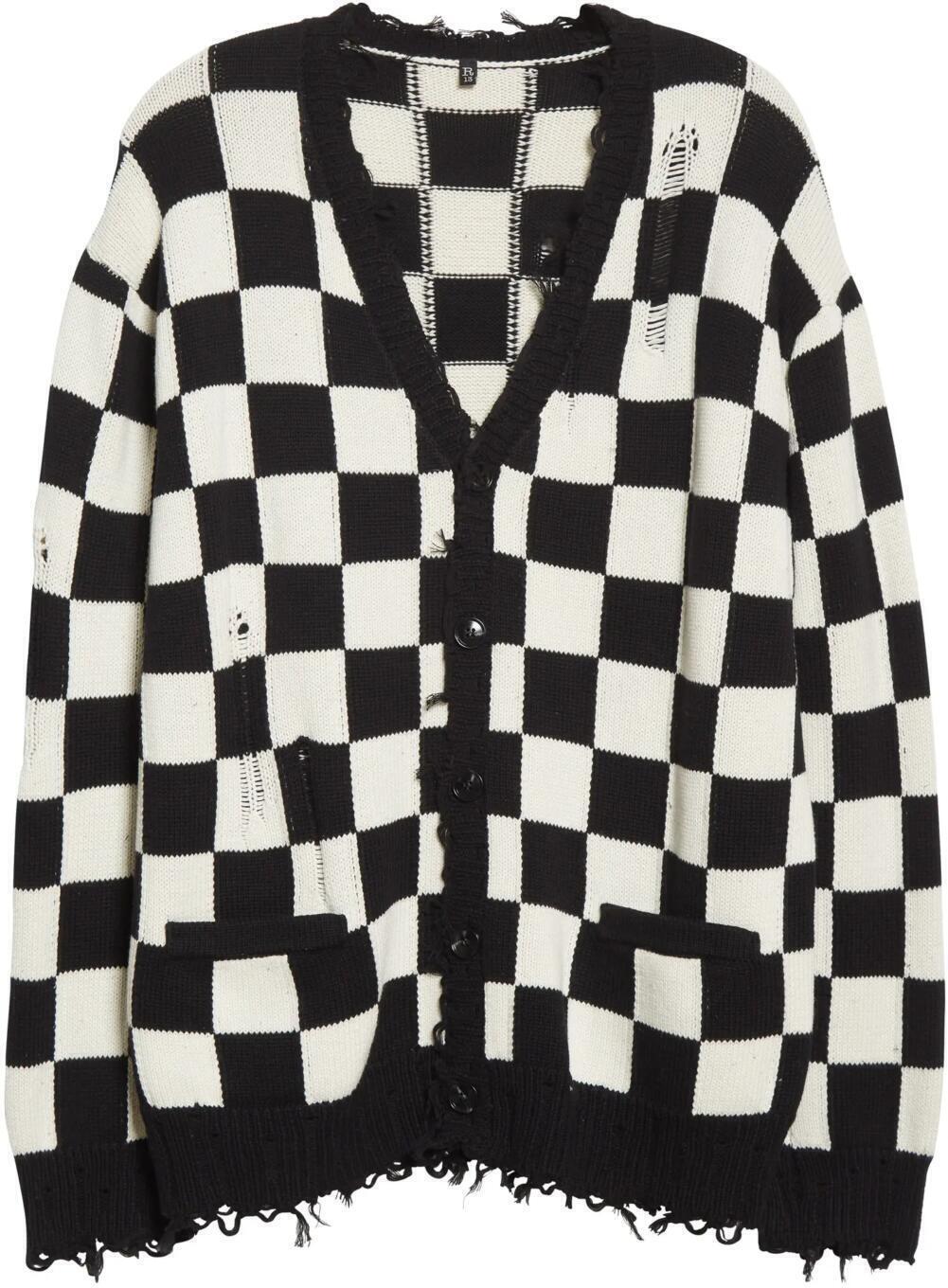 r13 cardigan black checker