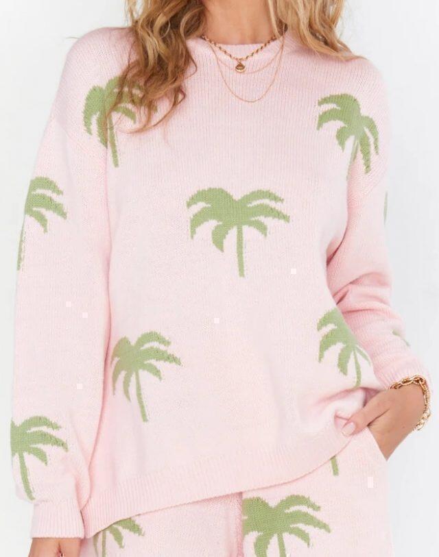showmeyourmumu gotosweater pink palm tree knit