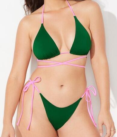x Camille Kostek Veronica Bikini Set (Watermelon Green Cotton Candy) | style