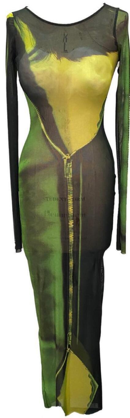 Midi Dress (Green Mesh) | style