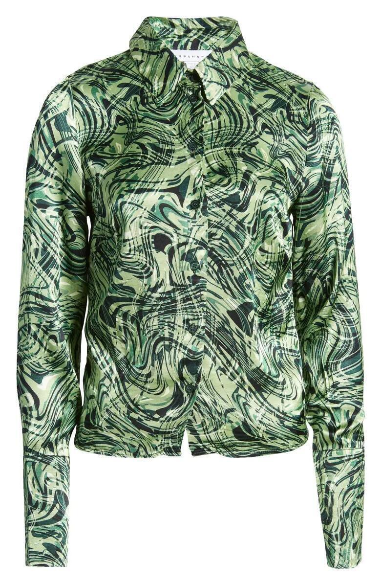topshop blouse mid green swirl