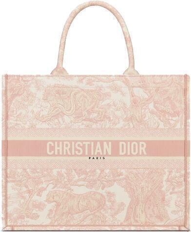 Tote Bag (Pink Toile de Jouy Embroidery, Large) | style