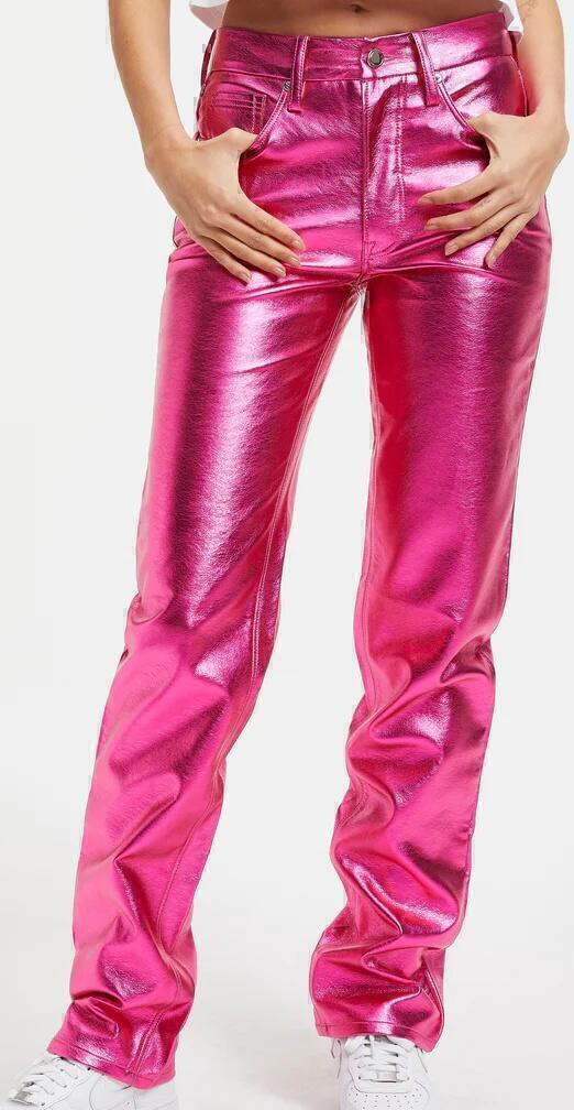 goodamerican goodiconmetallicpants pink metallic002