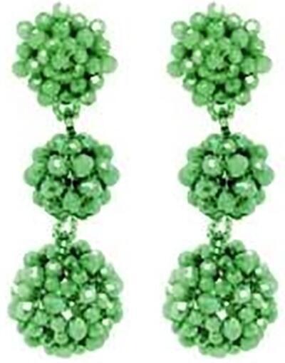 Three Beaded Drop Clip On Earrings (Green) | style