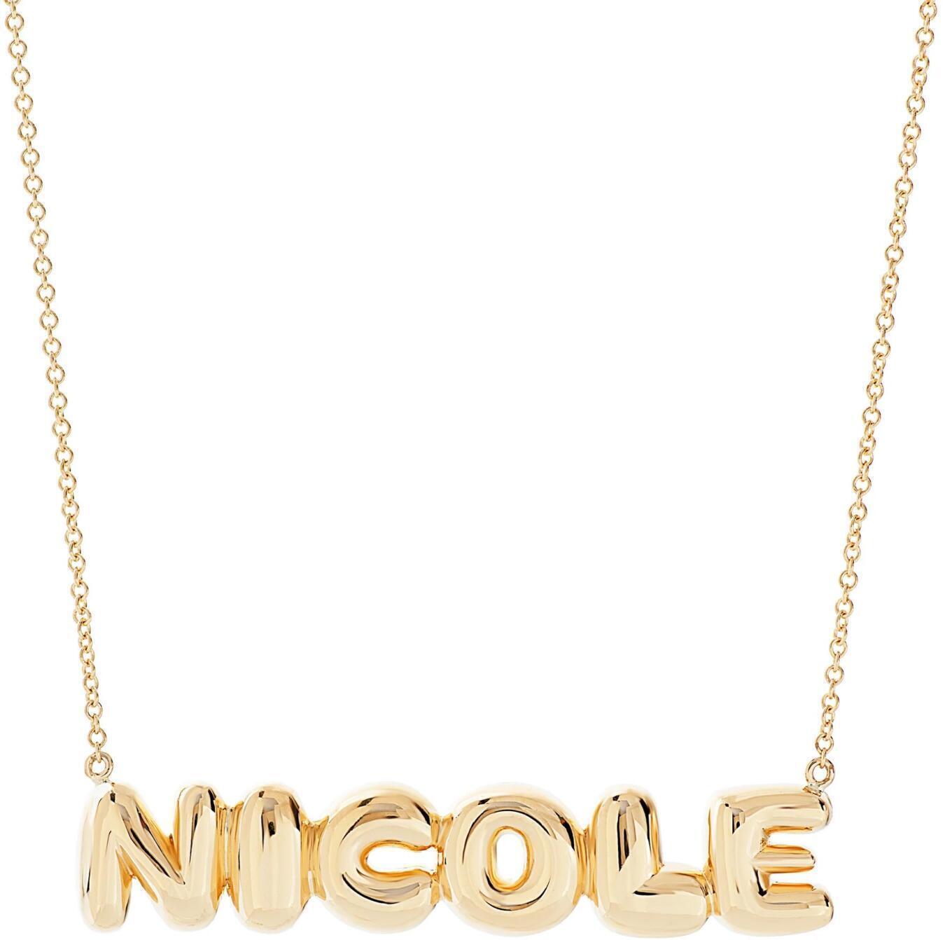 nicolerosejewelry largebubblenamenecklace yellow gold