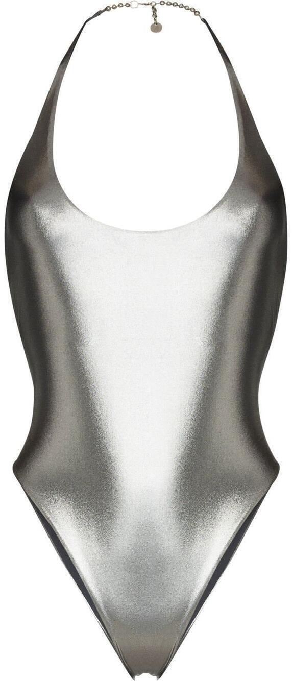 theattico swimsuit metallic silver