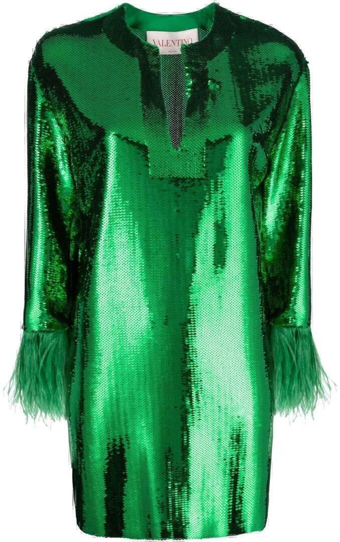 valentino minidress green sequin