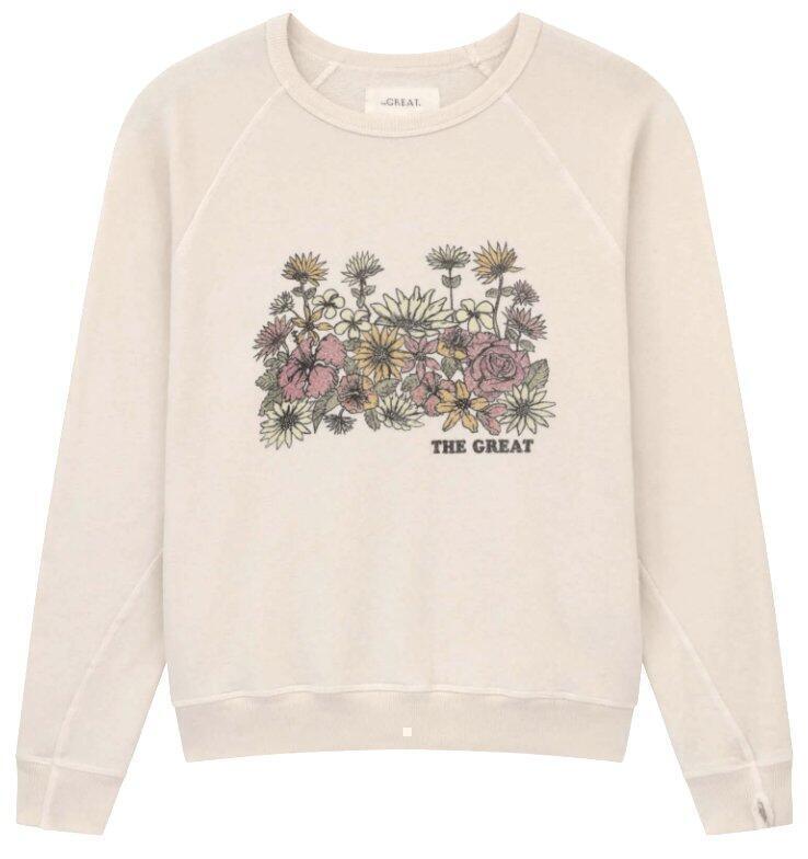 The College Sweatshirt (Washed White Garden Floral Graphic) | style