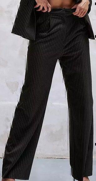 x Kourtney Kardashian Pants (Black Pinstripe) | style