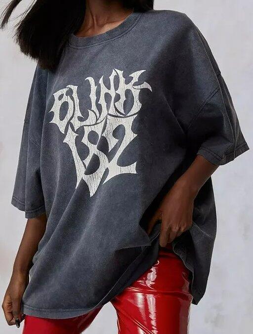 x Kourtney Kardashian Blink 182 T-Shirt (Grey) | style