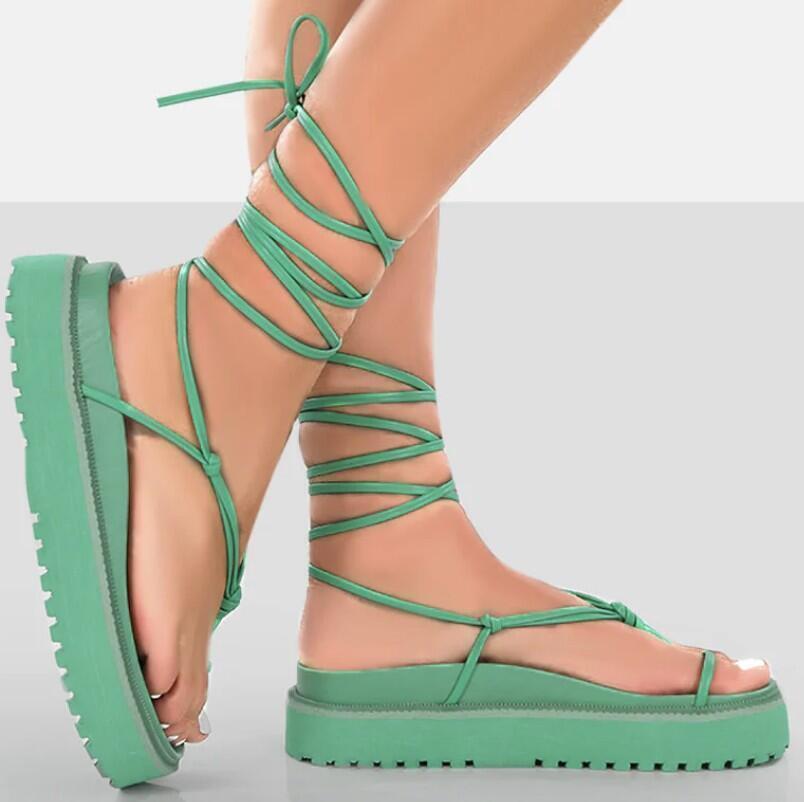 Bebe Flat Sandals (Green) | style